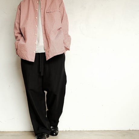 Masnou design(マスノウデザイン)　　  ２０２　Band Collar Shirt　【Red Check】