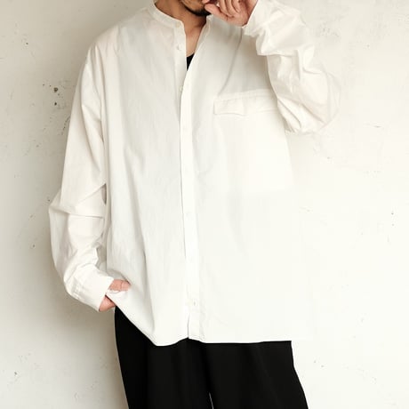 Masnou design(マスノウデザイン)　　  ２０２　Band Collar Shirt　【White】