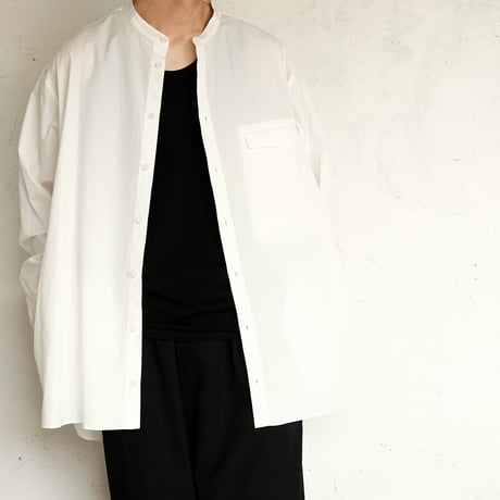 Masnou design(マスノウデザイン)　　  ２０２　Band Collar Shirt　【White】