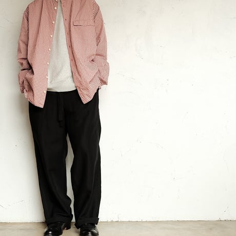 Masnou design(マスノウデザイン)　　  ２０２　Band Collar Shirt　【Red Check】