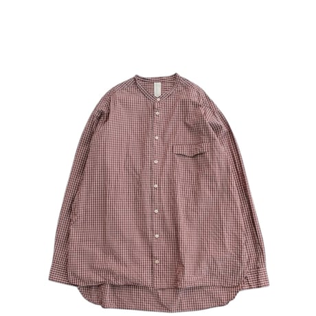 Masnou design(マスノウデザイン)　　  ２０２　Band Collar Shirt　【Red Check】