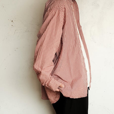 Masnou design(マスノウデザイン)　　  ２０２　Band Collar Shirt　【Red Check】