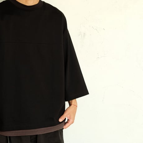 LAMOND(ラモンド)　　  O/C LOOSE FOOTBALL TEE　　　Black