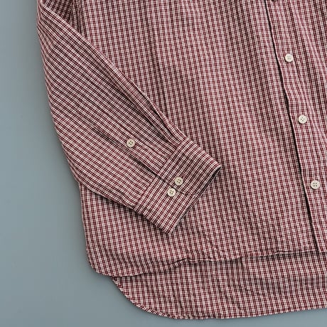 Masnou design(マスノウデザイン)　　  ２０２　Band Collar Shirt　【Red Check】