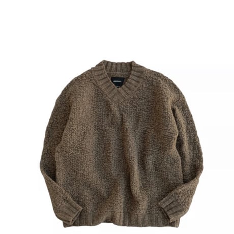 DELICIOUS(デリシャス)　　　  V-Neck　Wool Knit Slub Yarn　　　BROWN