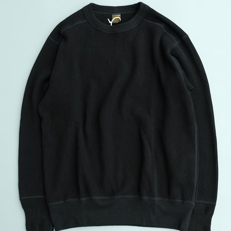 A VONTADE(アボンタージ) Big Waffle Crew Top Bla