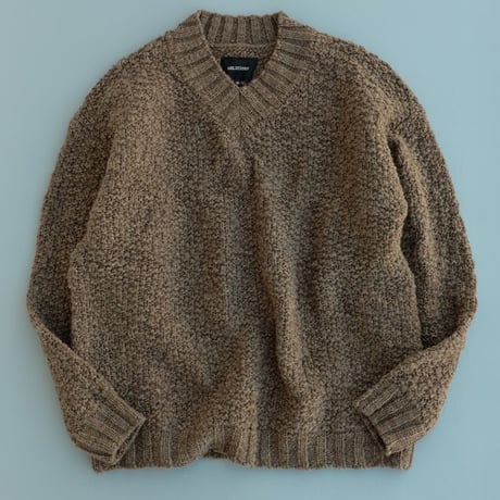 DELICIOUS(デリシャス)　　　  V-Neck　Wool Knit Slub Yarn　　　BROWN