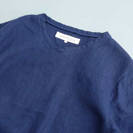 SUNSHINE＋CLOUD(サンシャインプラスクラウド)　　  Linen V Neck T-Shirt　　　Navy