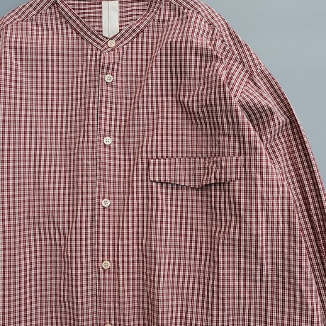 Masnou design(マスノウデザイン)　　  ２０２　Band Collar Shirt　【Red Check】