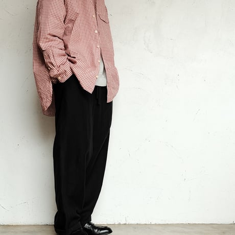 Masnou design(マスノウデザイン)　　  ２０２　Band Collar Shirt　【Red Check】