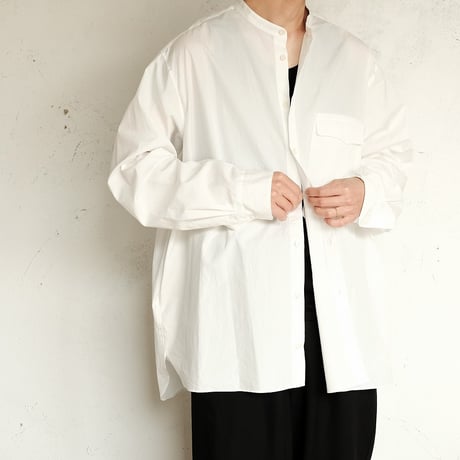Masnou design(マスノウデザイン)　　  ２０２　Band Collar Shirt　【White】