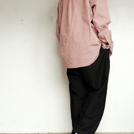 Masnou design(マスノウデザイン)　　  ２０２　Band Collar Shirt　【Red Check】