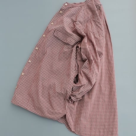 Masnou design(マスノウデザイン)　　  ２０２　Band Collar Shirt　【Red Check】