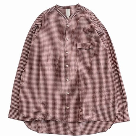 Masnou design(マスノウデザイン)　　  ２０２　Band Collar Shirt　【Red Check】