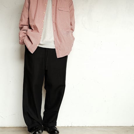 Masnou design(マスノウデザイン)　　  ２０２　Band Collar Shirt　【Red Check】