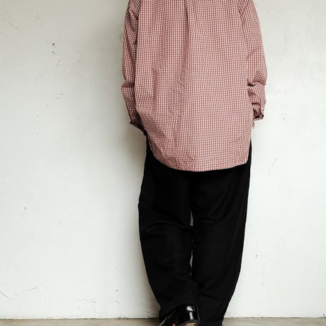 Masnou design(マスノウデザイン)　　  ２０２　Band Collar Shirt　【Red Check】