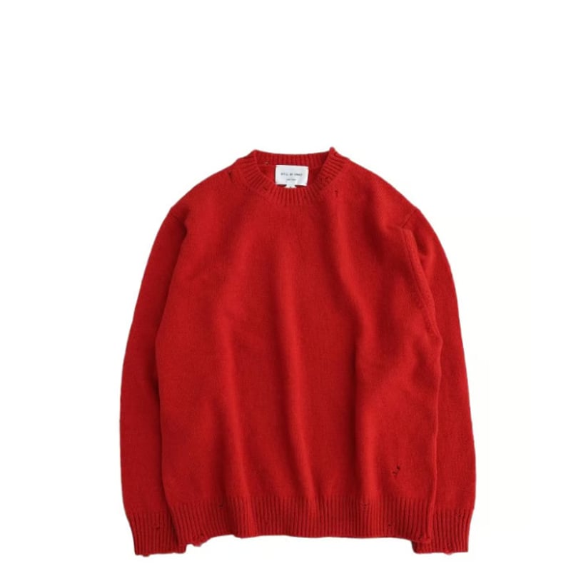 スピックアンドスパン　カシミヤエンブロイダリーニット　HOPE刺繍　レッド スピックアンドスパン カシミヤエンブロイダリーニット HOPE刺繍
