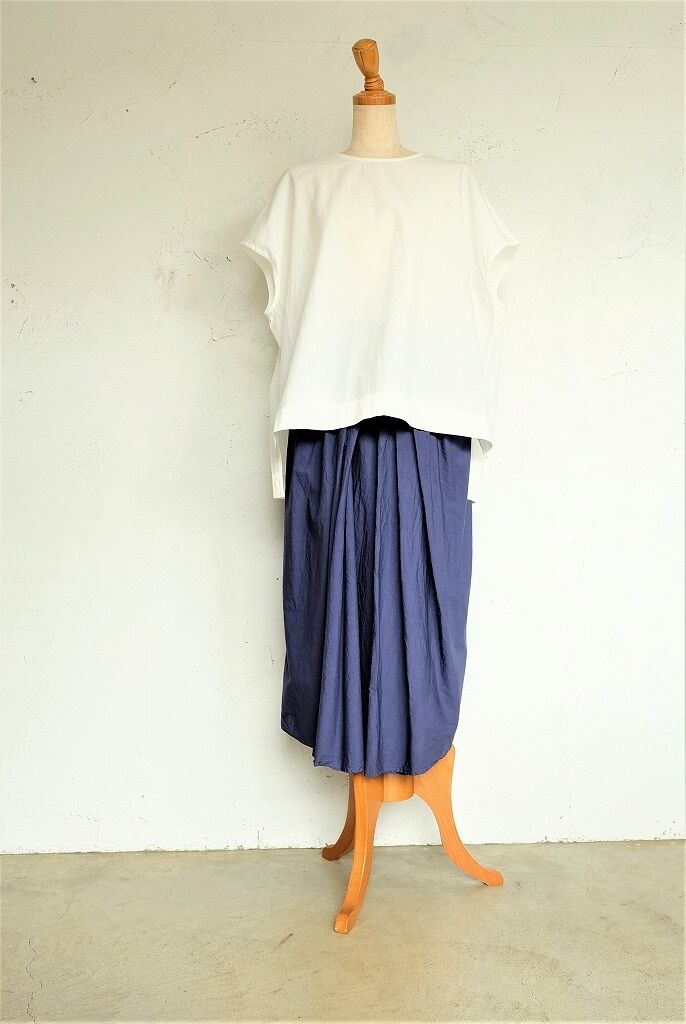THE SIMPLE FOLK 吊りスカート ライトグログランタックプリーツスカート(XS OFF WHITE