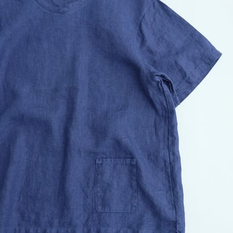 SUNSHINE＋CLOUD(サンシャインプラスクラウド)　　  Linen V Neck T-Shirt　　　Navy