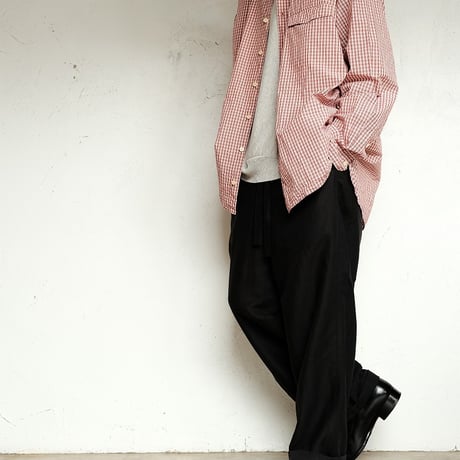 Masnou design(マスノウデザイン)　　  ２０２　Band Collar Shirt　【Red Check】
