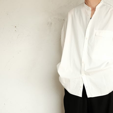 Masnou design(マスノウデザイン)　　  ２０２　Band Collar Shirt　【White】