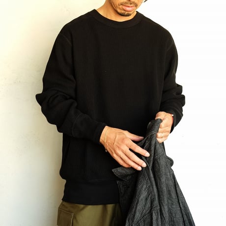 *A VONTADE(アボンタージ)    Big Waffle Crew Top　　　Black