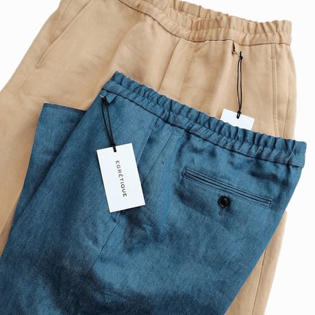 EGRETIQUE(イグレティーク)　　　Linen Chambray  Wide Trousers　　Blue