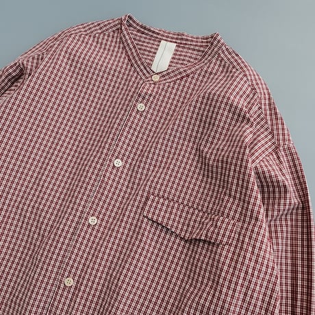 Masnou design(マスノウデザイン)　　  ２０２　Band Collar Shirt　【Red Check】