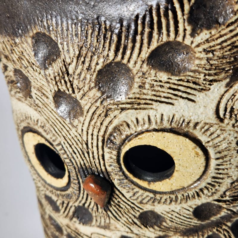 黒マットふくろう透し彫傘立 （信楽焼き・陶器・傘立て・梅雨・雨