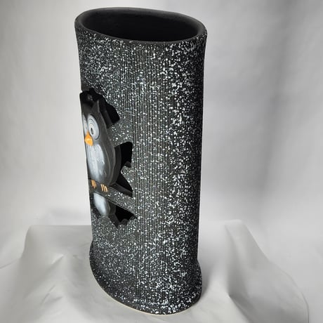 ふくろう小判型傘立　（信楽焼き・陶器・傘立て・梅雨・雨・玄関・収納・B047-05）