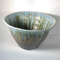 緑ガラス水鉢 20号　（信楽焼・陶器・水鉢・めだか鉢・メダカ鉢・睡蓮鉢・スイレン鉢・すいれん鉢・金魚鉢・水草飼育・蓮鉢）　055-05