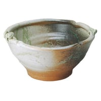 蛙付白釉ビードロ流し水鉢 13号　（信楽焼・陶器・水鉢・めだか鉢・メダカ鉢・睡蓮鉢・スイレン鉢・すいれん鉢・金魚鉢・水草飼育・蓮鉢）　060-04