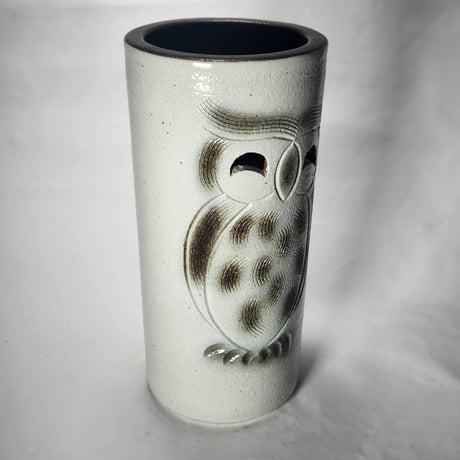 白ぼかしふくろう傘立　（信楽焼き・陶器・傘立て・梅雨・雨・玄関・収納・B046-01）