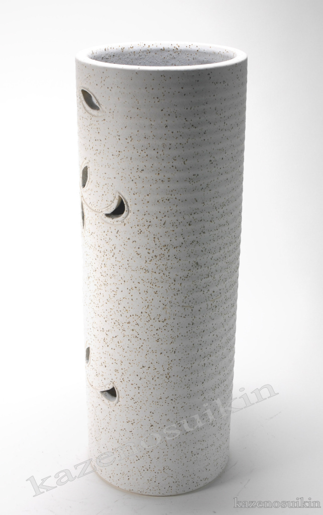 信楽焼長傘立て  花絵 高さ57cm 花通し長傘立 （信楽焼き・陶器・傘立て・梅雨・雨・玄関・収納・B039