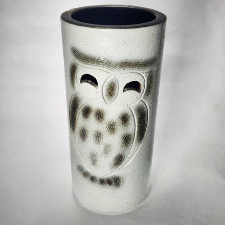白ぼかしふくろう傘立　（信楽焼き・陶器・傘立て・梅雨・雨・玄関・収納・B046-01）