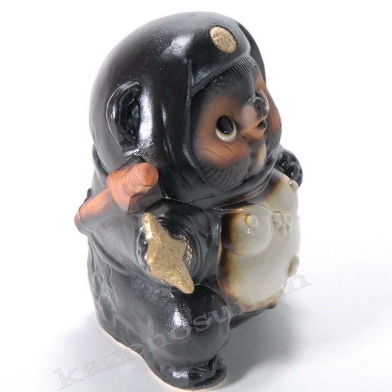 忍者タヌキ くノ一 手裏剣 （信楽焼・たぬき・オブジェ 置物・忍者