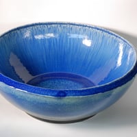 青ガラス浅型水鉢 19号　（信楽焼き・陶器・水鉢・めだか鉢・メダカ鉢・睡蓮鉢・スイレン鉢・すいれん鉢・金魚鉢・水草飼育・蓮鉢・B061-01）