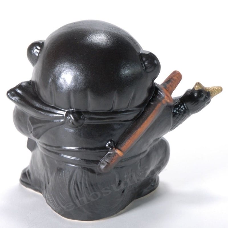 忍者タヌキ くノ一 手裏剣 （信楽焼・たぬき・オブジェ 置物・忍者