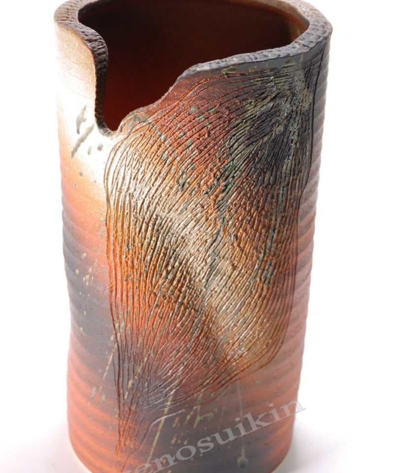 信楽焼 千段傘立て 火色彫り傘立 （信楽焼き・陶器・傘立て・梅雨・