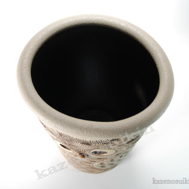 お値下げしました⤵信楽焼傘立て  六角茶彫 高さ４８cm ふくろう透し彫傘立 （信楽焼き・陶器・傘立て・梅雨・雨・玄関
