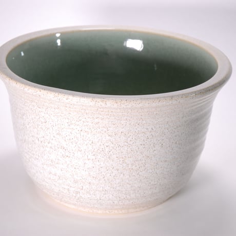 白カスミひねり水鉢 11号／睡蓮鉢（信楽焼・陶器・水鉢・金魚鉢） WH11-519