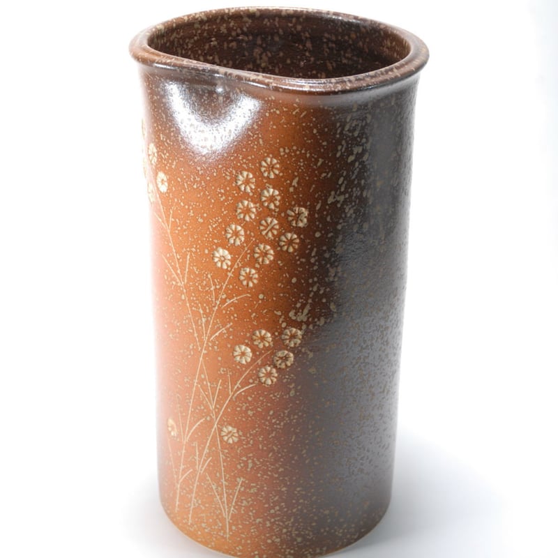 草花紋傘立 （信楽焼き・陶器・傘立て・梅雨・雨・玄関・収納・B037-11