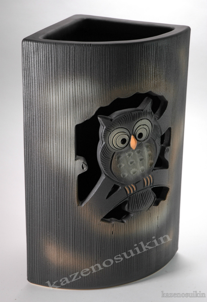 ふくろう扇型傘立 （信楽焼き・陶器・傘立て・梅雨・雨・玄関