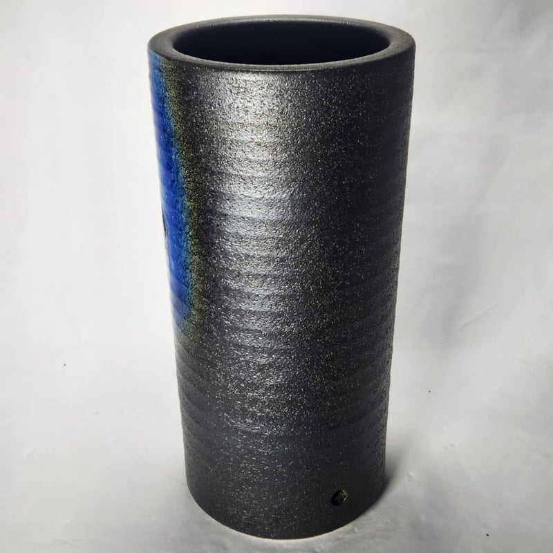 信楽焼傘立て  天目あじさい絵 高さ４５cm 信楽焼傘立て 天目あじさい絵 高さ45cm 玄関・屋外収納