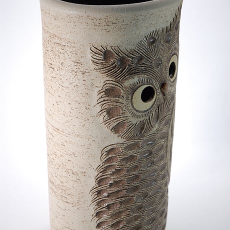 ふくろう透し彫傘立　（信楽焼き・陶器・傘立て・梅雨・雨・玄関・収納・B047-01）