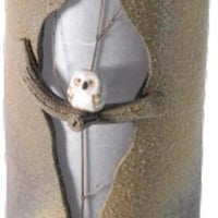 枝のりふくろう長傘立　（信楽焼き・陶器・傘立て・梅雨・雨・玄関・収納・B046-07）