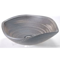 いぶし白刷毛目手洗鉢（器具付）　（信楽焼き・陶器・手洗い鉢・手洗ボール・洗面・トイレ・B030-02）