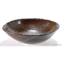 アメ釉楕円手洗鉢（器具付）　（信楽焼・陶器・手洗い鉢）P8066-05