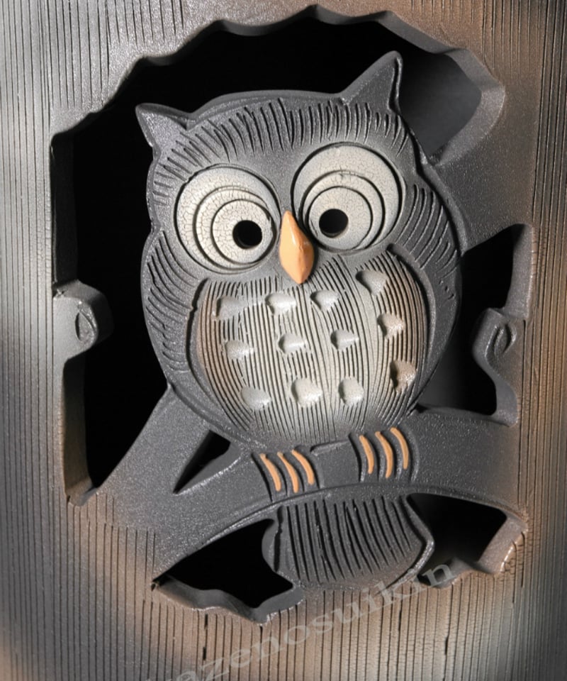 扇型フクロウ透かし傘立 (信楽焼き・陶器・傘立て・梅雨・雨・玄関 扇型フクロウ透かし傘立 (信楽焼き・陶器・傘立て・梅雨・雨・玄関