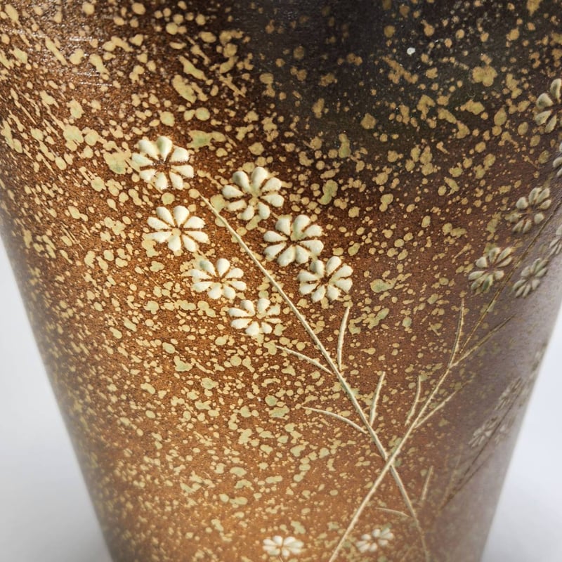 草花紋傘立 （信楽焼き・陶器・傘立て・梅雨・雨・玄関・収納・B037-11